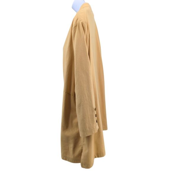 Multiples Linen Blend Jacket Button Front 1X Tan Minimalist Neutral Outwear - Picture 7 of 11